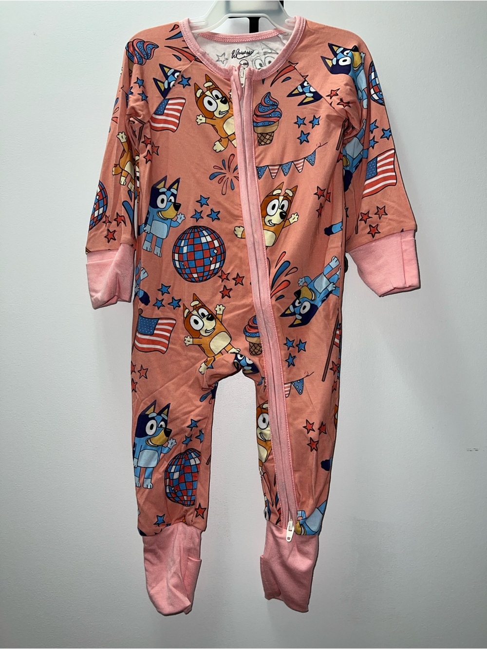 Bluey Patriotic Zip Footie One-Piece